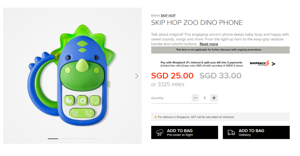 SKIP HOP ZOO DINO PHONE $25