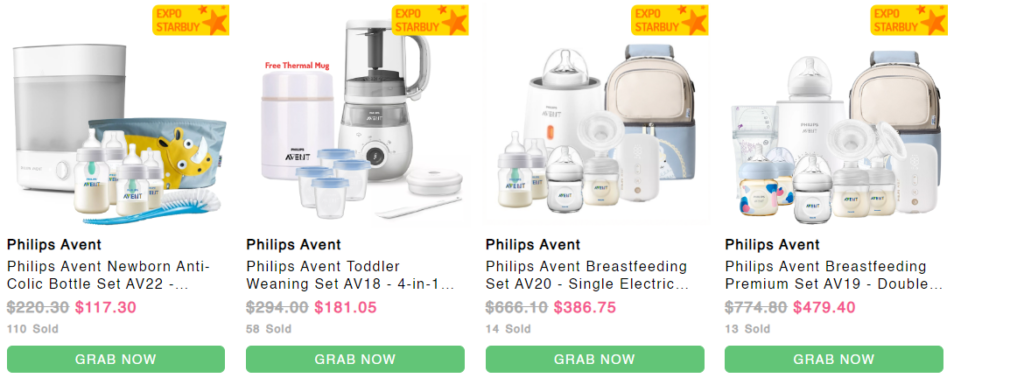 Philips Avent provides every feeding essential a mum need for their baby! Bottles, Sterilizers, Warmers, Breastpumps, Food Maker & so many more! 
